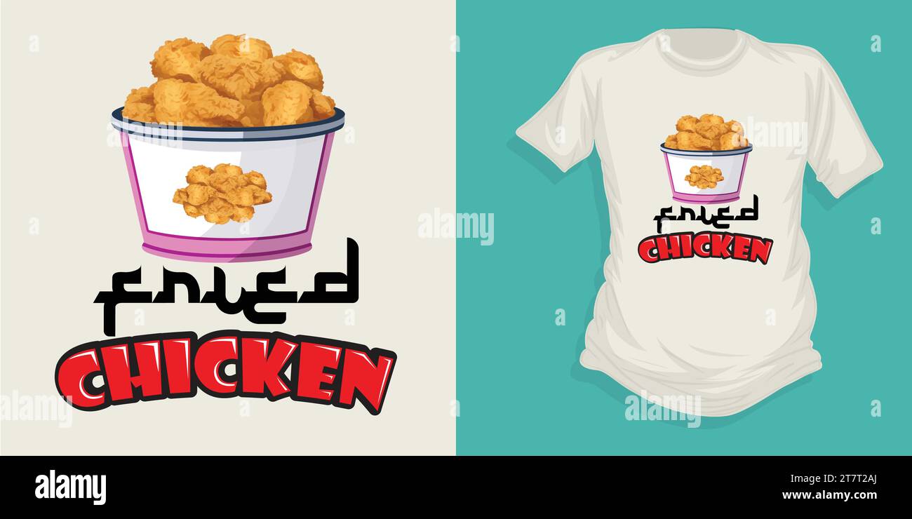 Graphic t-shirt with fried chicken Stock Vector
