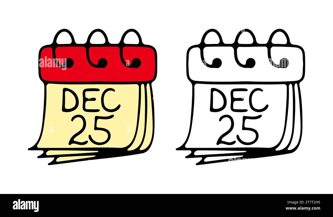 Calendar with December 25 text icon. New year concept. Holiday, new