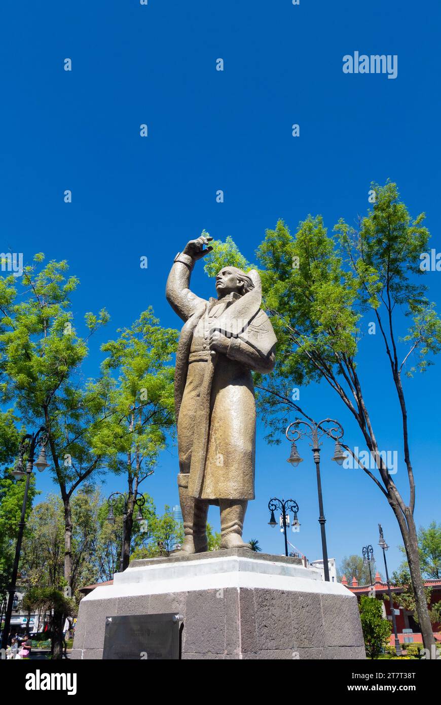Mexico City, CDMX, Mexico, A statue of Miguel Hidalgo y Costilla at plaza jardin Hidalgo. Editorial only. Stock Photo