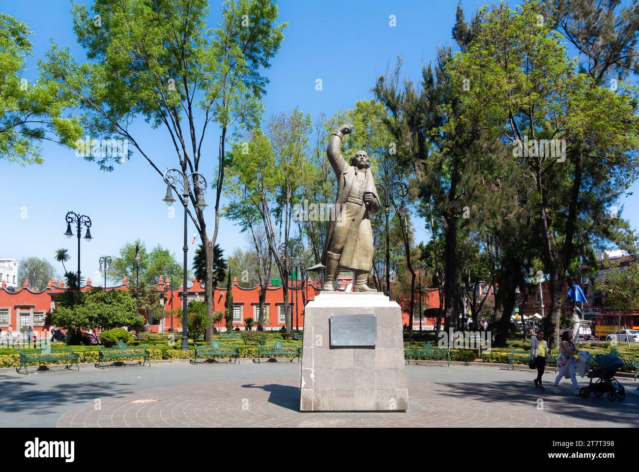 Mexico City, CDMX, Mexico, A statue of Miguel Hidalgo y Costilla at plaza jardin Hidalgo. Editorial only. Stock Photo