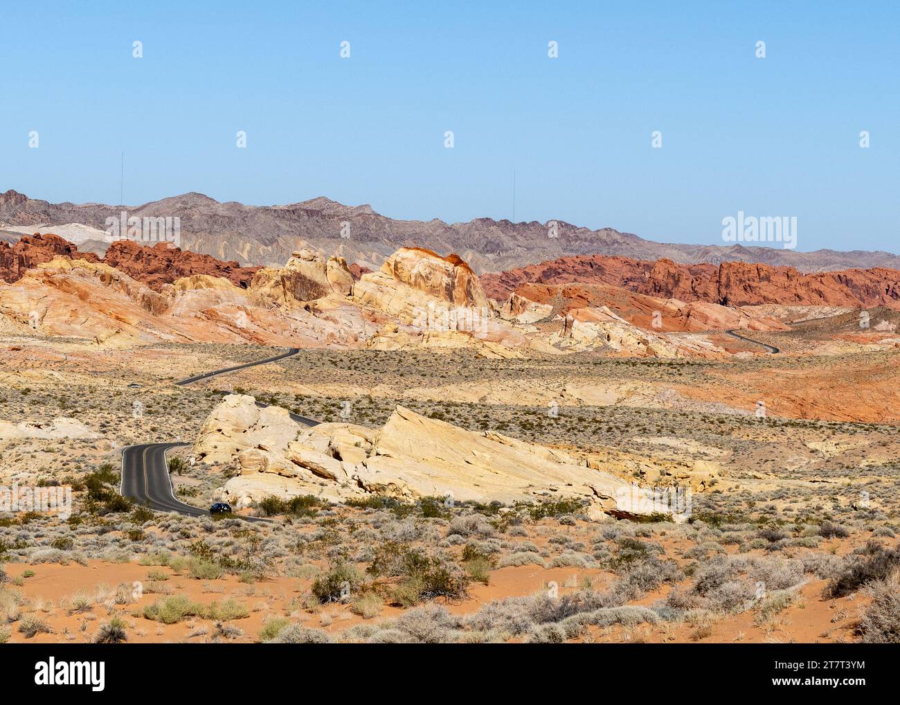 Mouse's Tank Road (a.k.a. White Domes Road), in Valley of Fire State Park, Nevada. Stock Photo