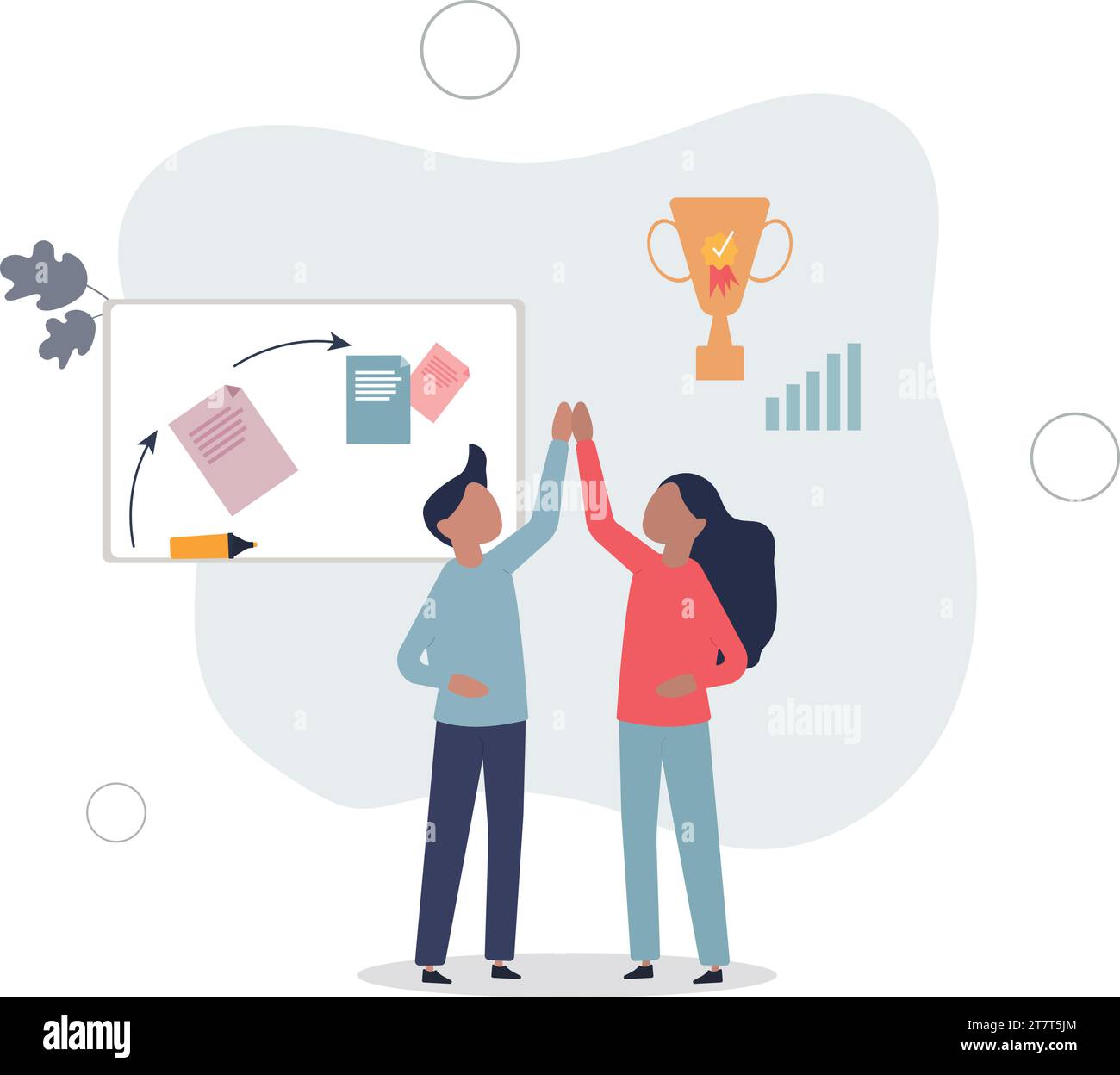 Achievement celebration for successful business goal . Company