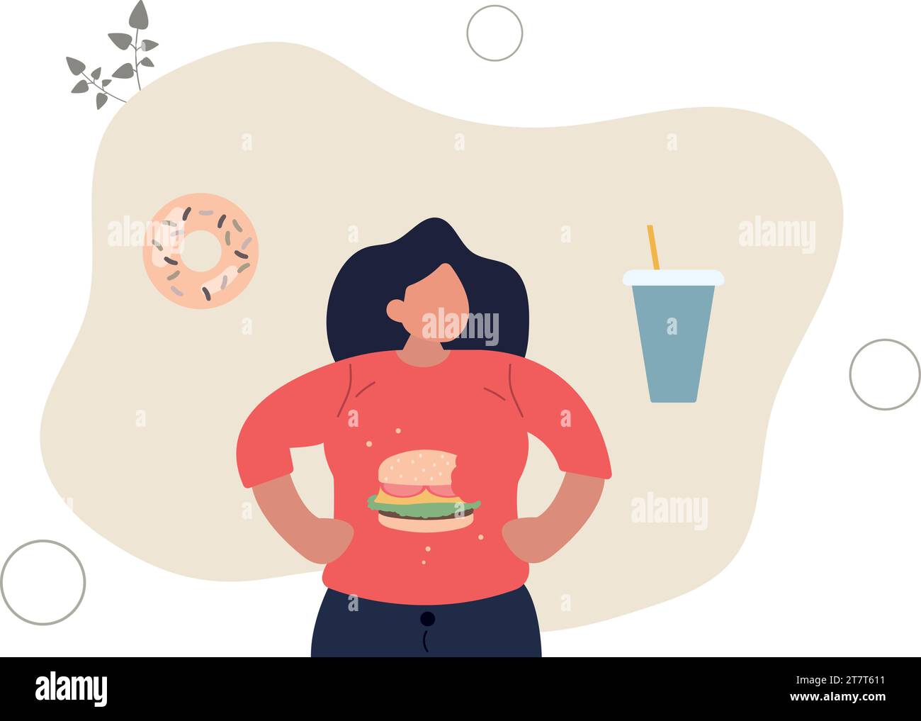 Overweight Woman Eats Junk Foodflat Vector Illustrationunhealthy Lifestyle Stock Vector Image 1056