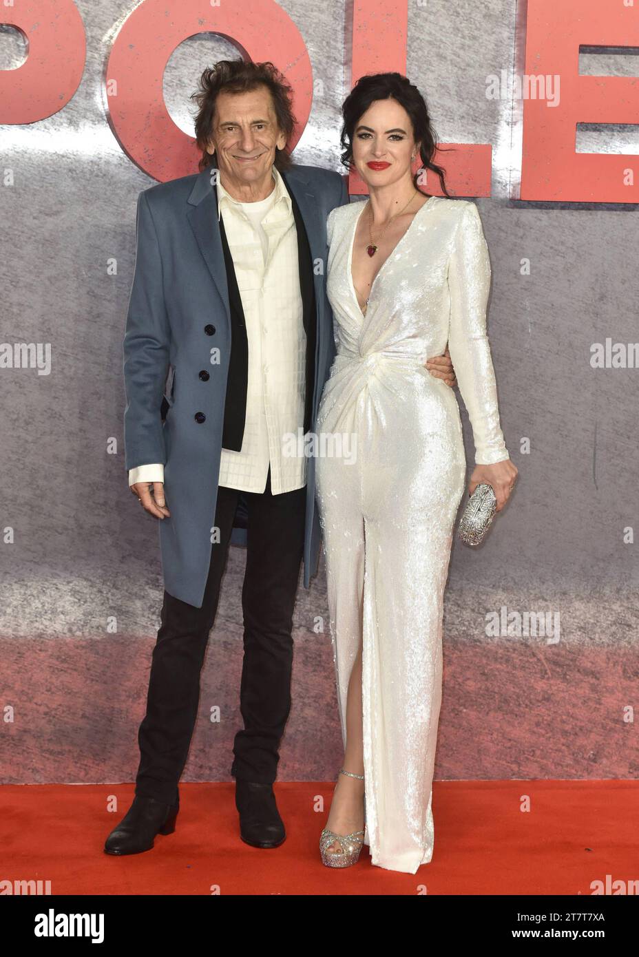 Ronnie Wood and Sally Wood attends Napoleon - UK Premiere, at the Odeon Luxe Leicester Square in London, England. UK. Thursday 16th November 2023 - BANG MEDIA INTERNATIONAL FAMOUS PICTURES 28 HOLMES ROAD LONDON NW5 3AB UNITED KINGDOM tel 44 0 02 7485 1005 email: picturesfamous.uk.com Copyright: xJamesxWarrenx FP Napoleon UK Prem 069 Credit: Imago/Alamy Live News Stock Photo
