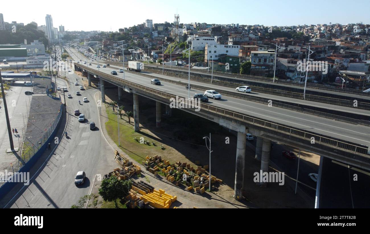 pineapple rotula viaducts salvador, bahia, brazil - october 31, 2023: aerial view of the road system in Rotula do Abacaxi in the city of Salvador. SALVADOR BAHIA BRAZIL Copyright: xJoaxSouzax 311023JOA4317488 Stock Photo