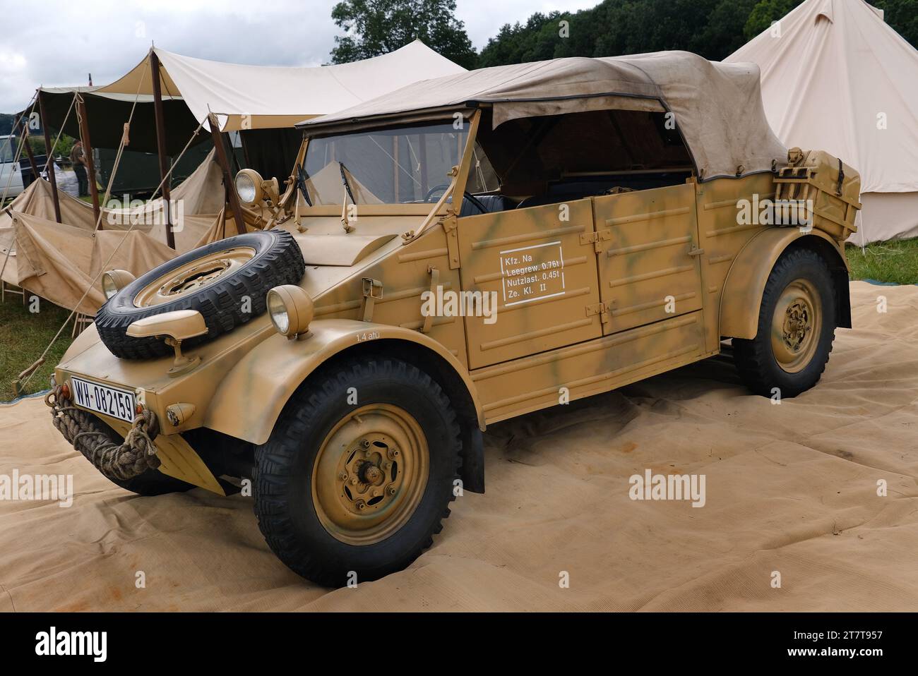 The Kübelwagen's role as a light multi-purpose military vehicle made it the German equivalent to the Allied Willys MB 'jeep' and the GAZ-67, Stock Photo