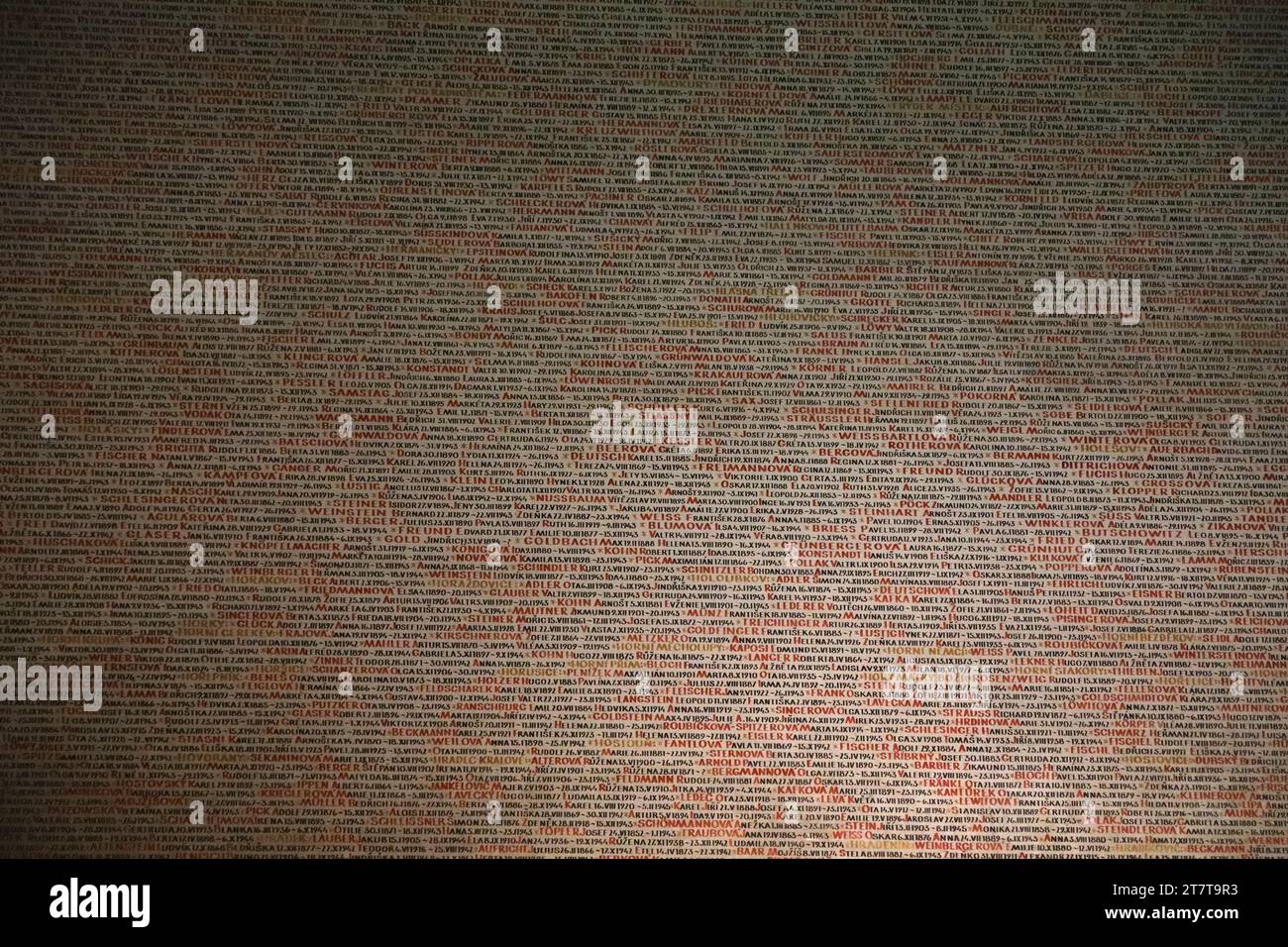 Pinaks Pinkas Synagogue wall filled with the names of Holocaust victims in ...