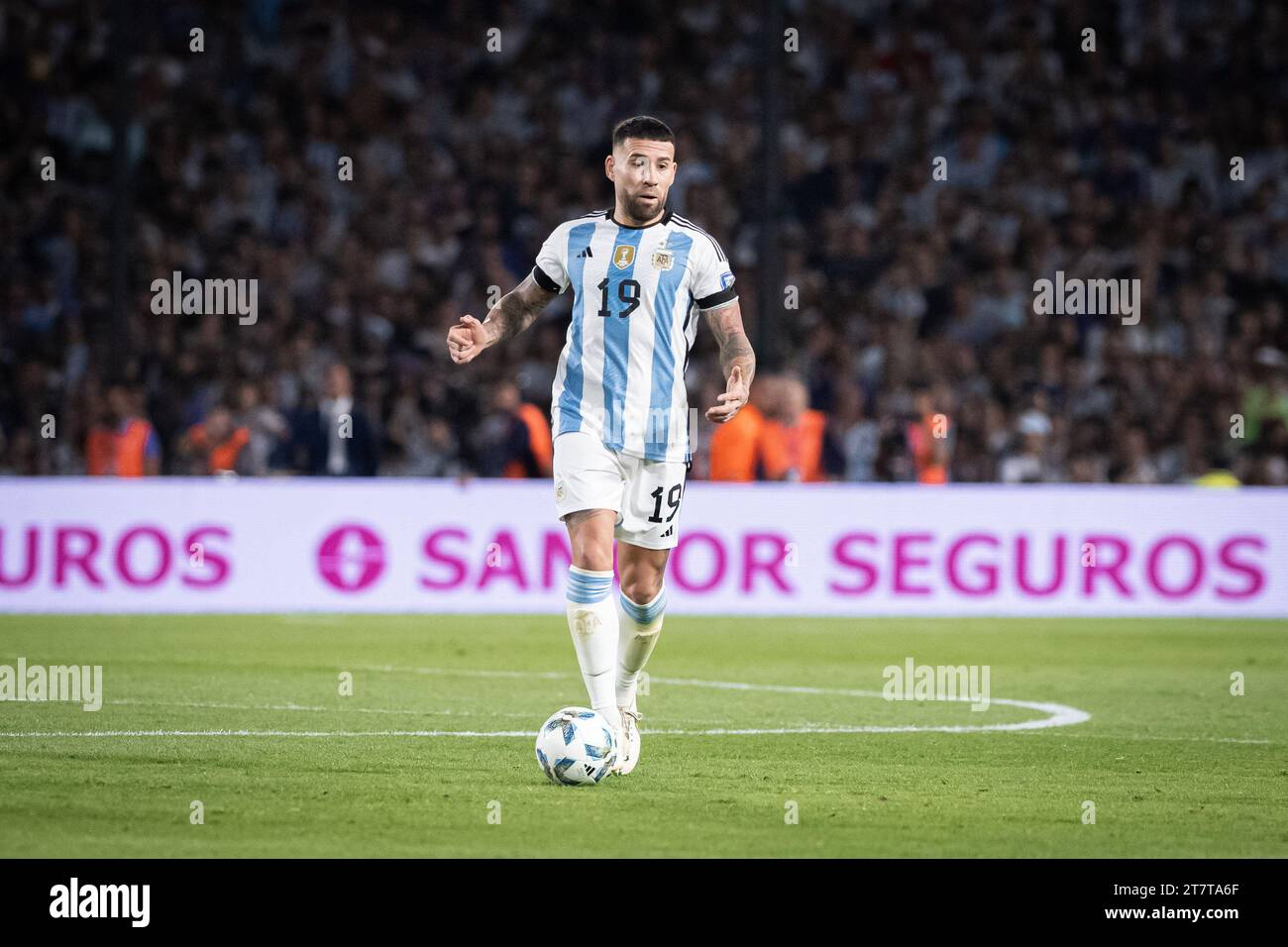 Buenos Aires, Argentina. 16th Nov, 2023. Nicolas Otamendi of Argentina in action during a FIFA World Cup 2026 Qualifier match between Argentina and Uruguay at Estadio Alberto J. Armando. Final Score: Argentina 0:2 Uruguay Credit: SOPA Images Limited/Alamy Live News Stock Photo