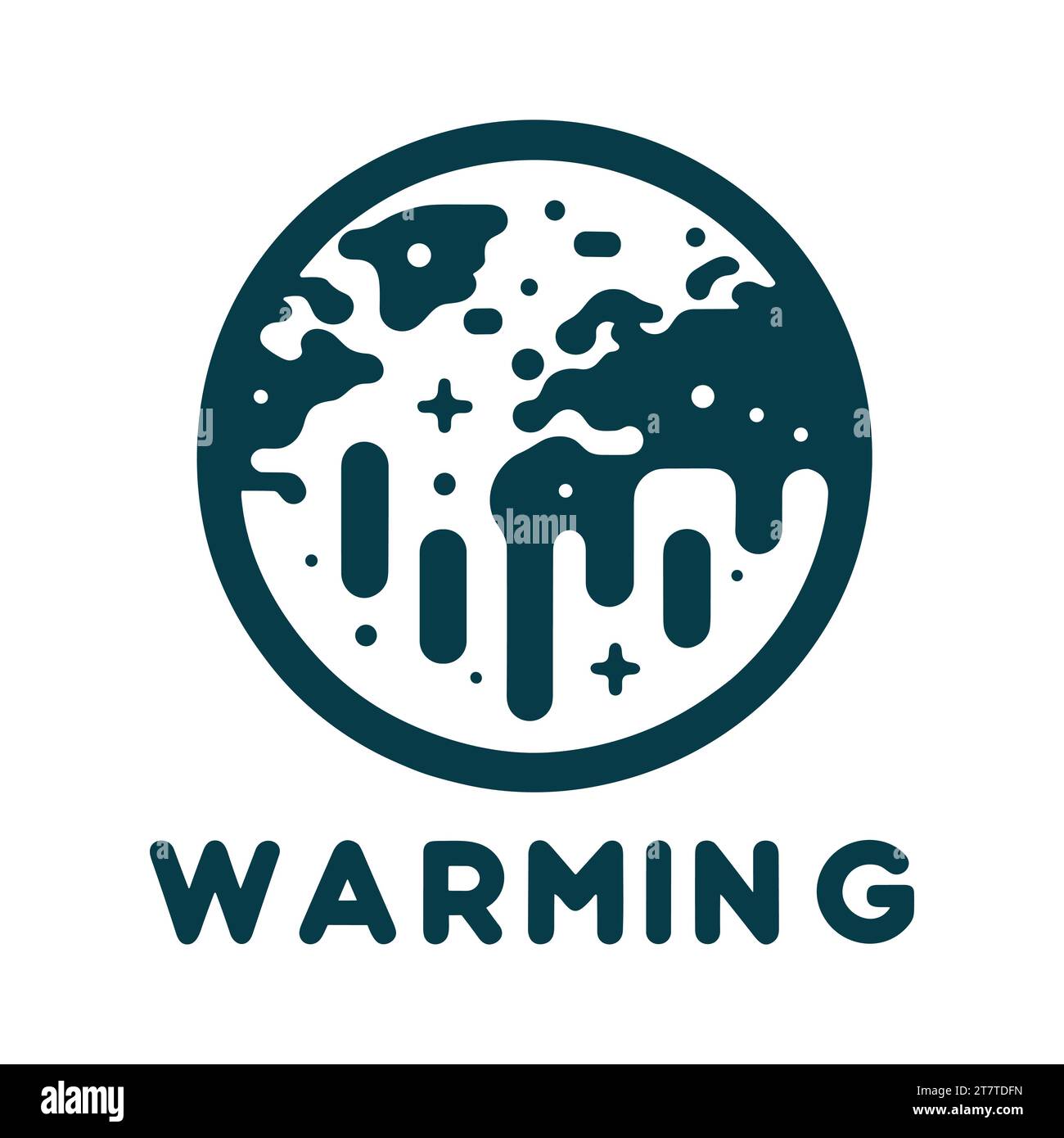 Earth climate crisis emblem. Global warming concept icon with melting earth. Vector illustration Stock Vector