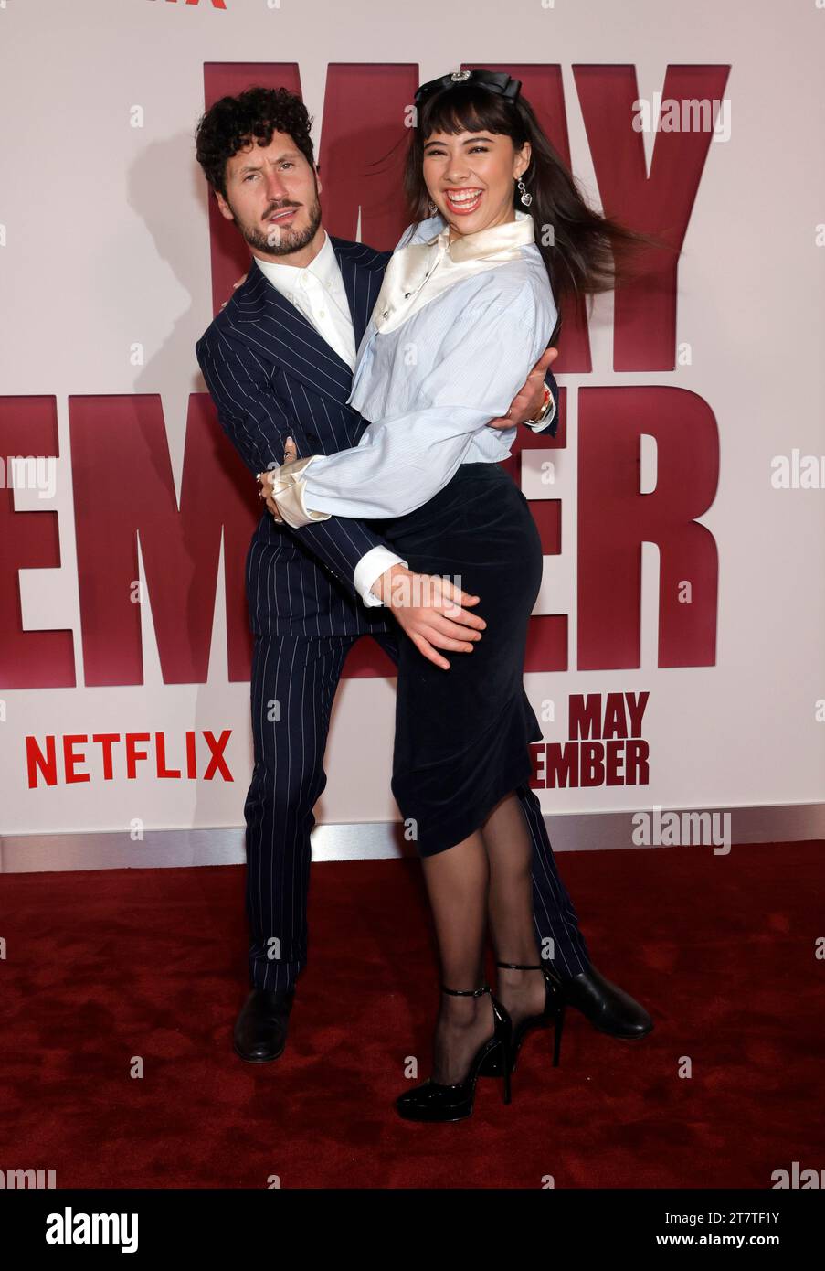 Los Angeles, Ca. 16th Nov, 2023. Valentin Chmerkovskiy, Xochitl Gomez at the Netflix World Premiere of May December at the Academy Museum in Los Angeles, California on November 16, 2023. Credit: Faye Sadou/Media Punch/Alamy Live News Stock Photo