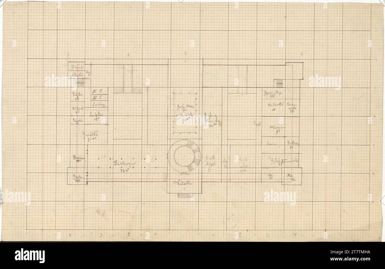 Carl von Hasenauer Vienna I, Kunsthistorisches Hofmuseum, draft, floor plan. 2. H. 19. Jh. Stock Photo