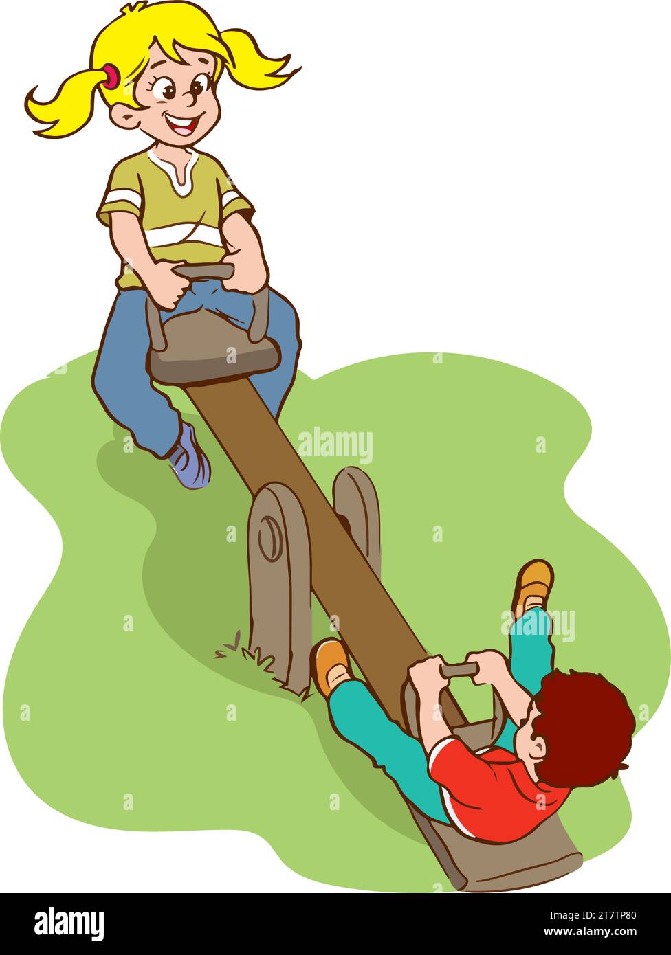 Vector illustration of happy kids playing in playground Stock Vector ...