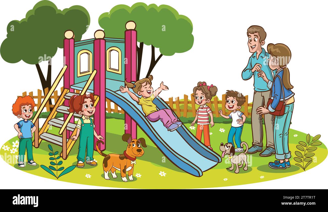 kids activities at the playground.Children playing in the park