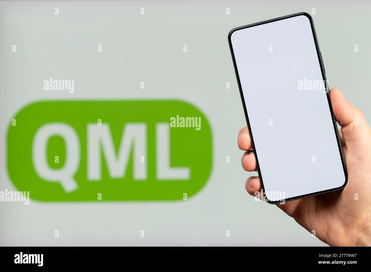 New York, USA - November 15, 2023: Create mobile app on QML platform ...