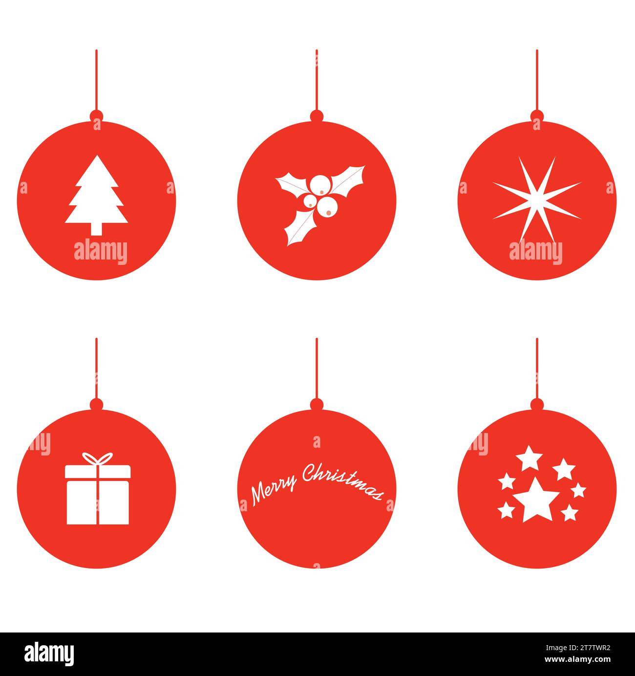 Set of decorated christmas ball ornaments on a white background Stock Vector