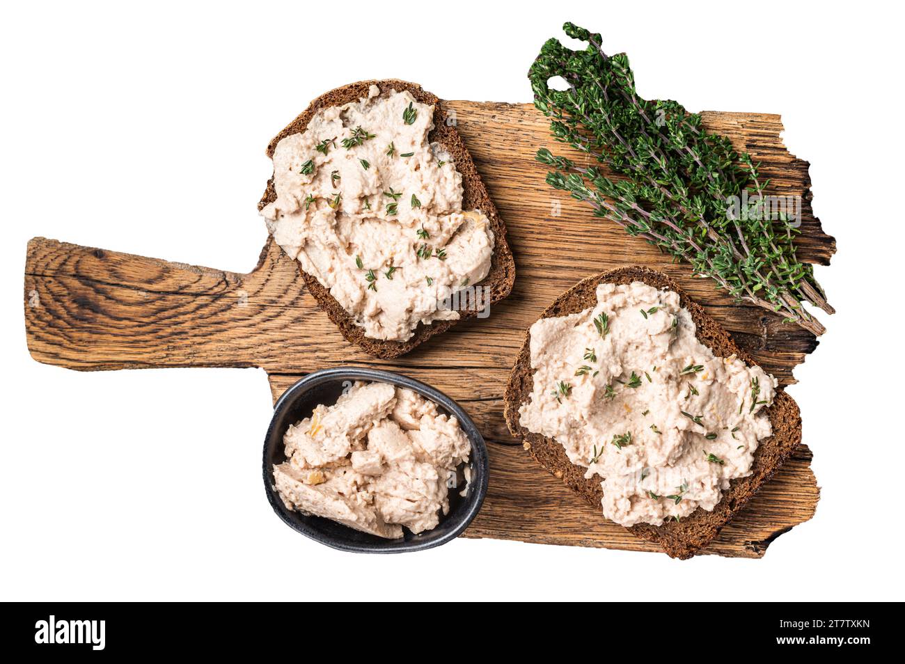 Cod Liver open Sandwich on wooden board. Isolated, white background ...