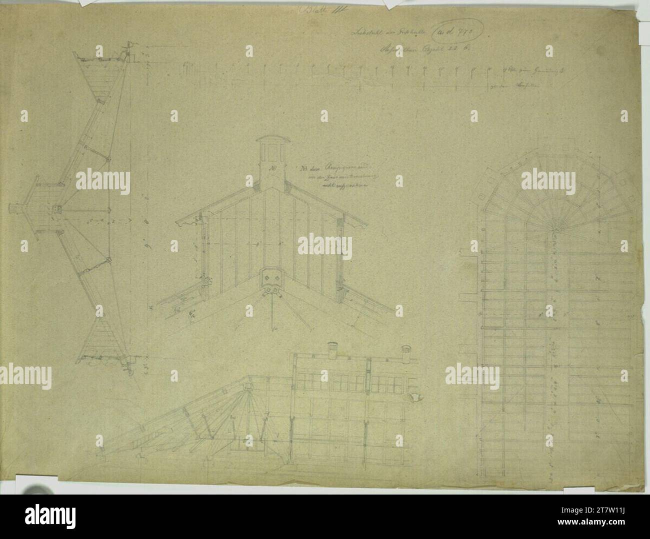 Carl von Hasenauer Vienna III, Arsenal, roof structure of the cast hall ...