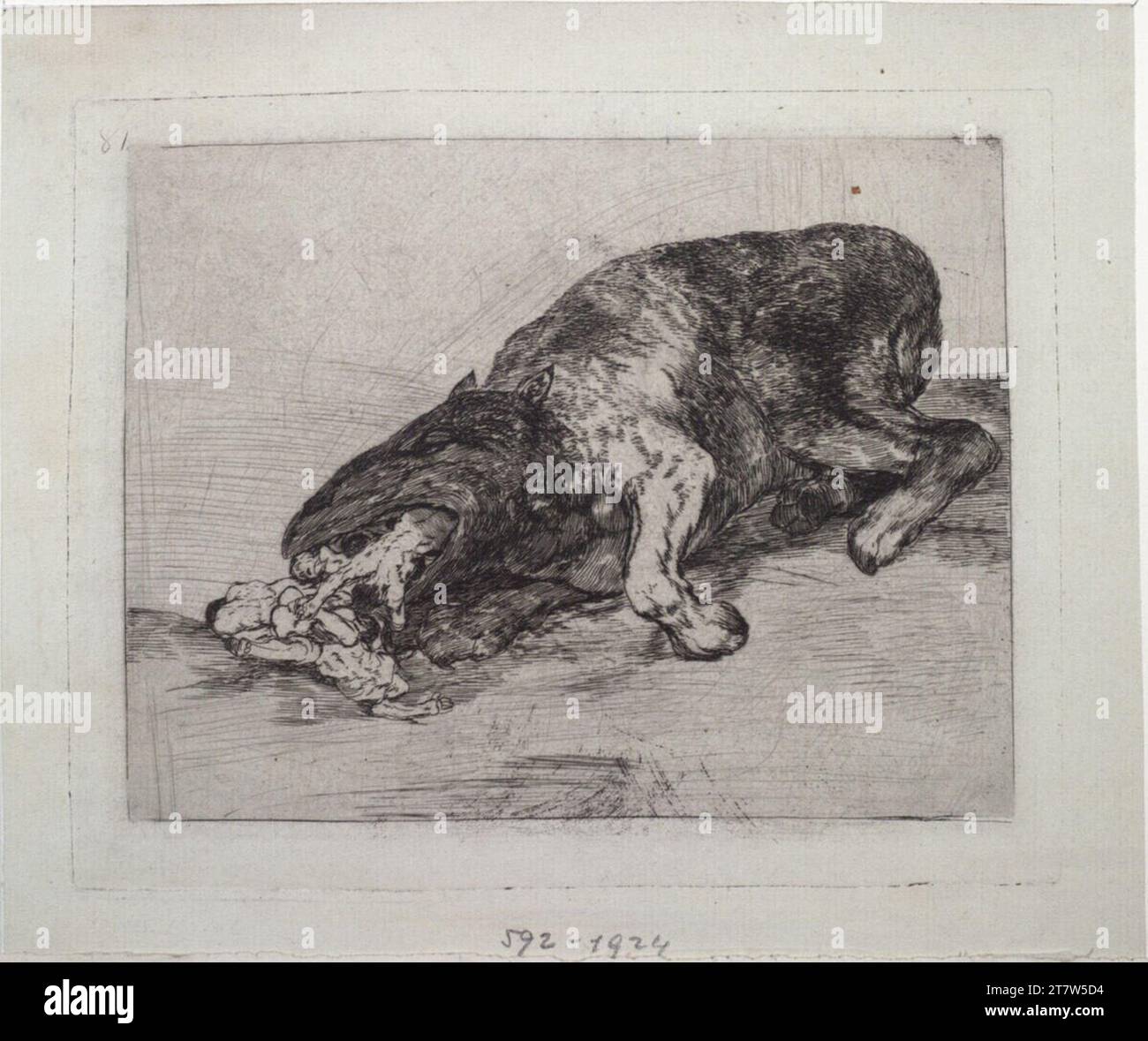 Francisco José de Goya y Lucientes The disasters of war: Figure Monster - Grausames Ungeheuer. Etching, pinnate around 1810-20 / 1. Ausgabe 1863 Stock Photo