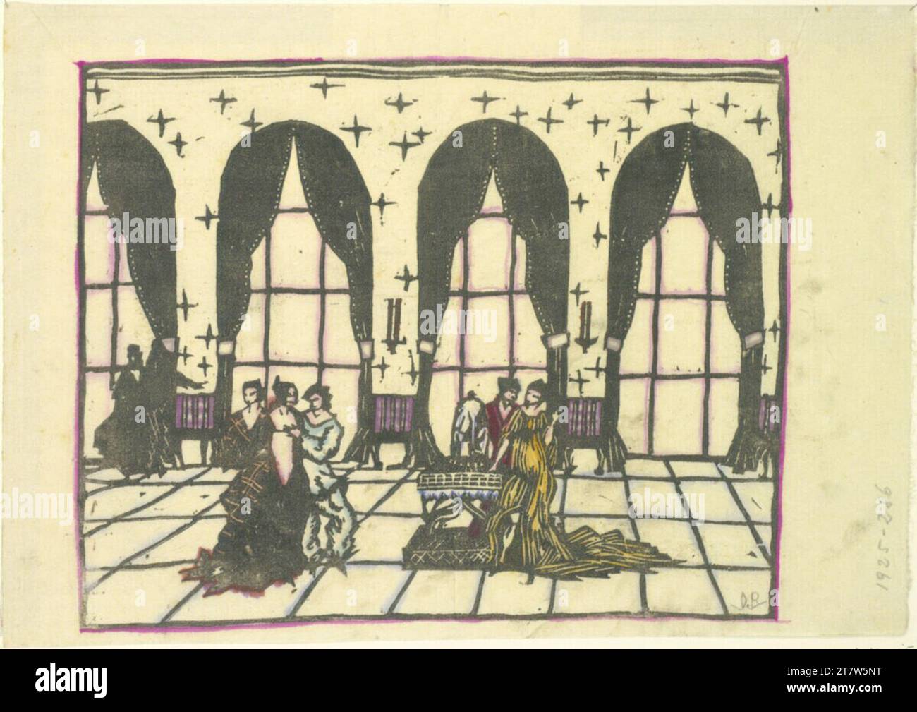 Linol Paper Dagobert Peche Interior. Linol cut; Colored; Japanese paper 1914 , 1914 ...
