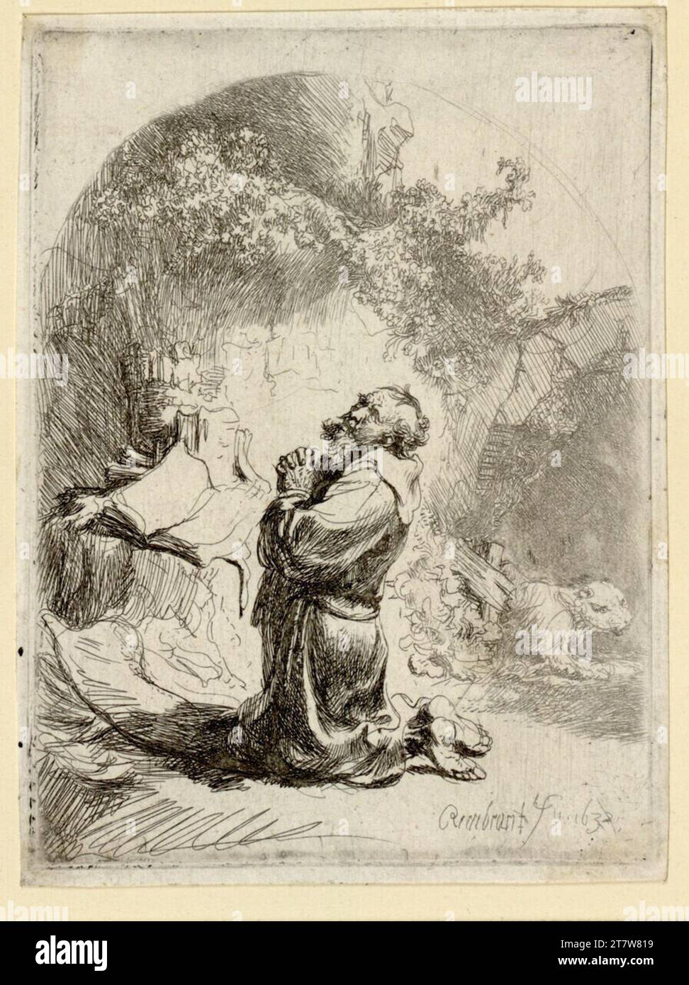The Holy Hieronymus in prayer, Rembrandt van Rijn (Follower of