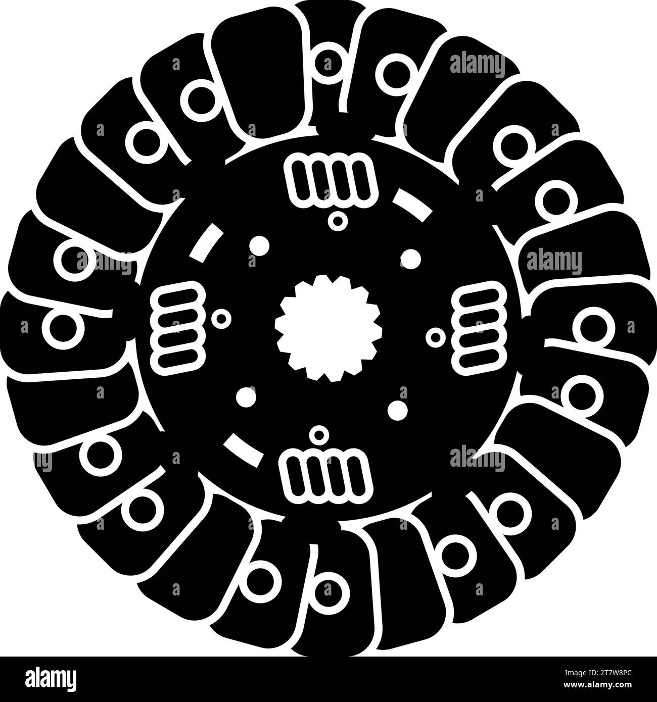 Car clutch disk cover cohesion transmission auto part plate kit repair service icon black color vector illustration image flat style simple Stock Vector
