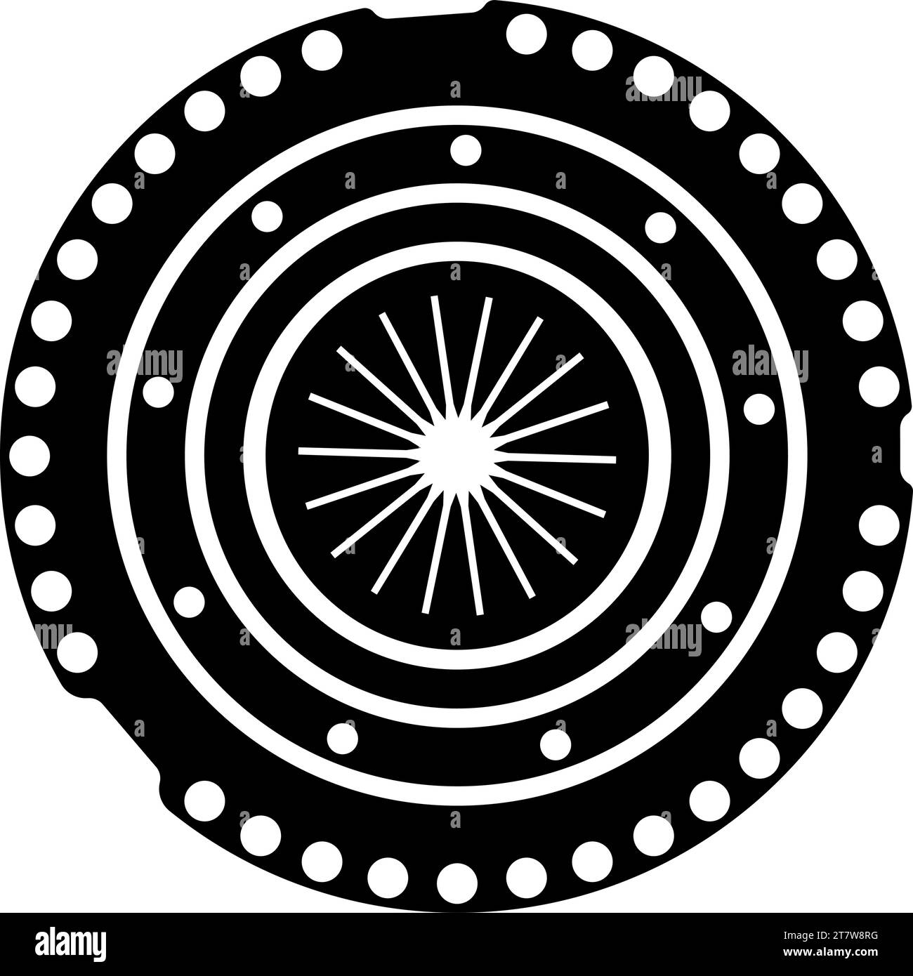 Car clutch basket cover cohesion transmission auto part plate kit repair service icon black color vector illustration image flat style simple Stock Vector
