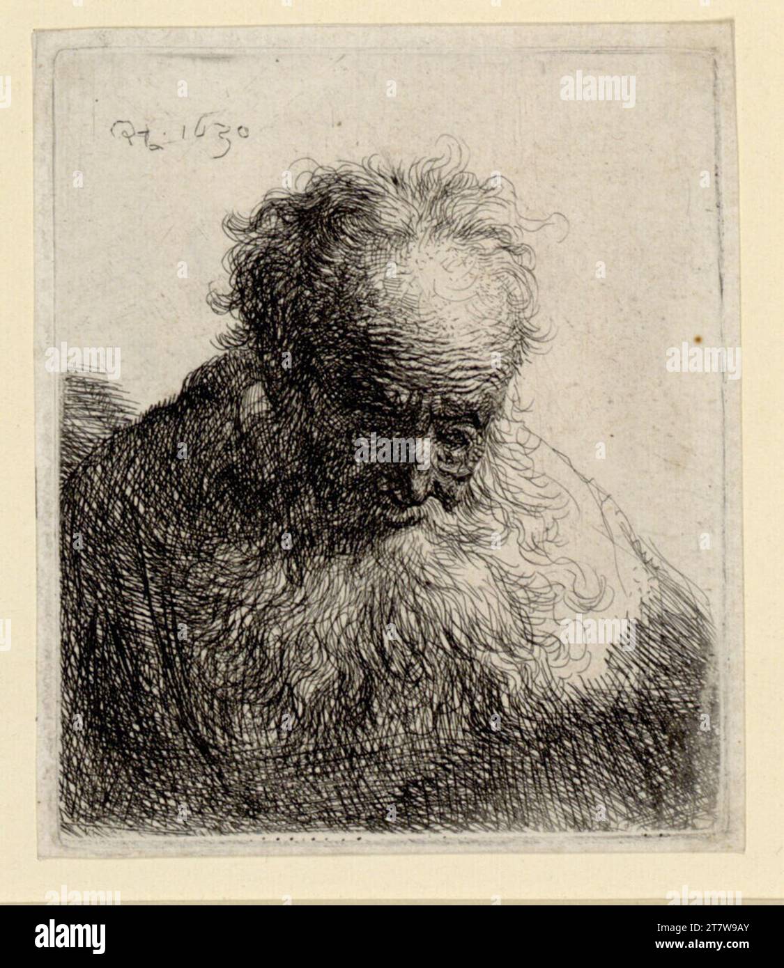 Rembrandt Harmensz. van Rijn Portrait of an old man with a inclined ...