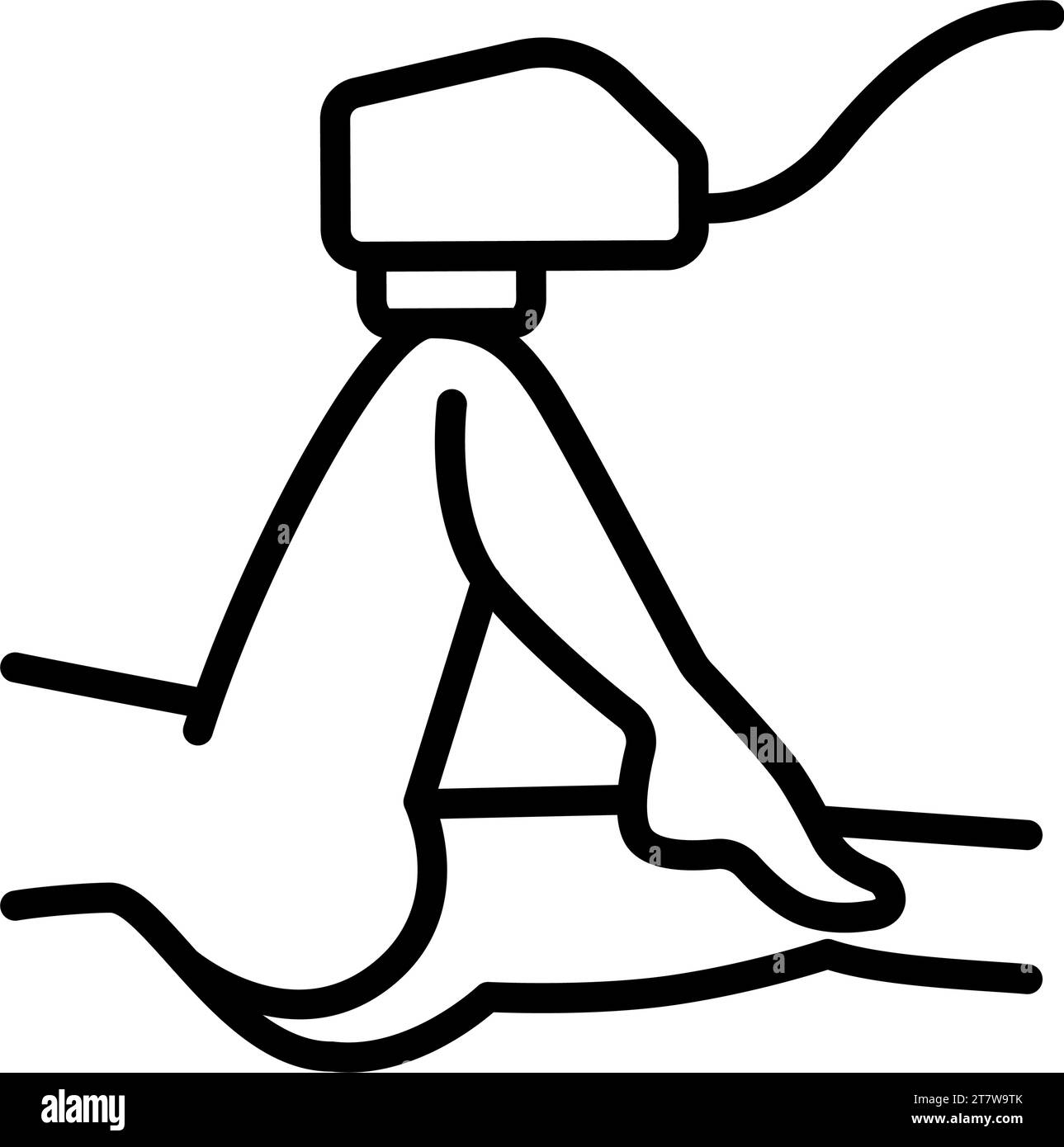 Laser epilation. Leg hair removal sign. Laser, body, skin, woman