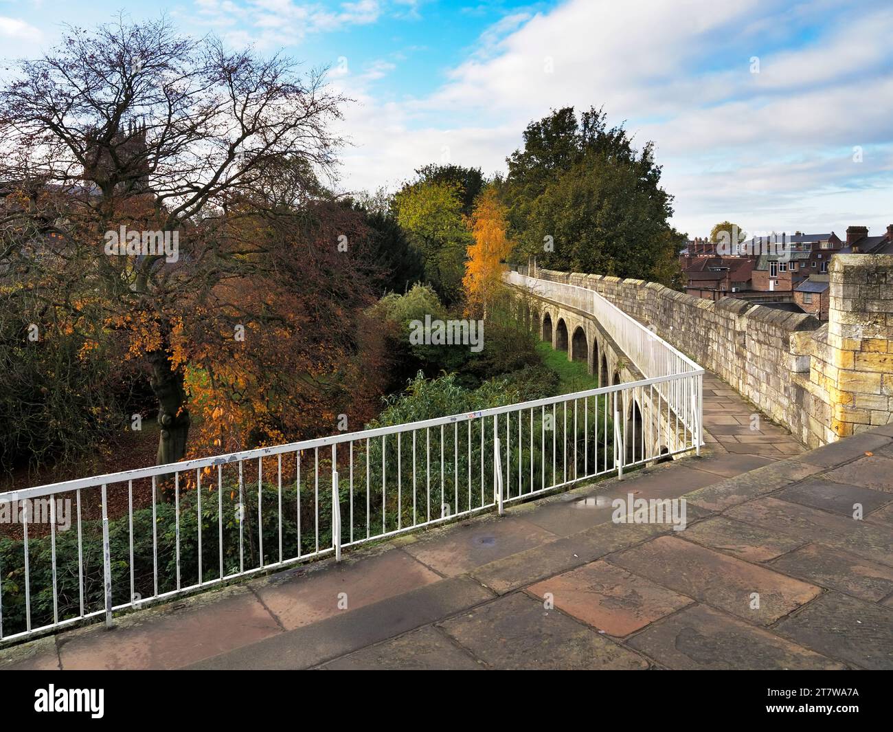 York City Wall from Robin Hoods Tower in autumn City of York Yorkshire England Stock Photo