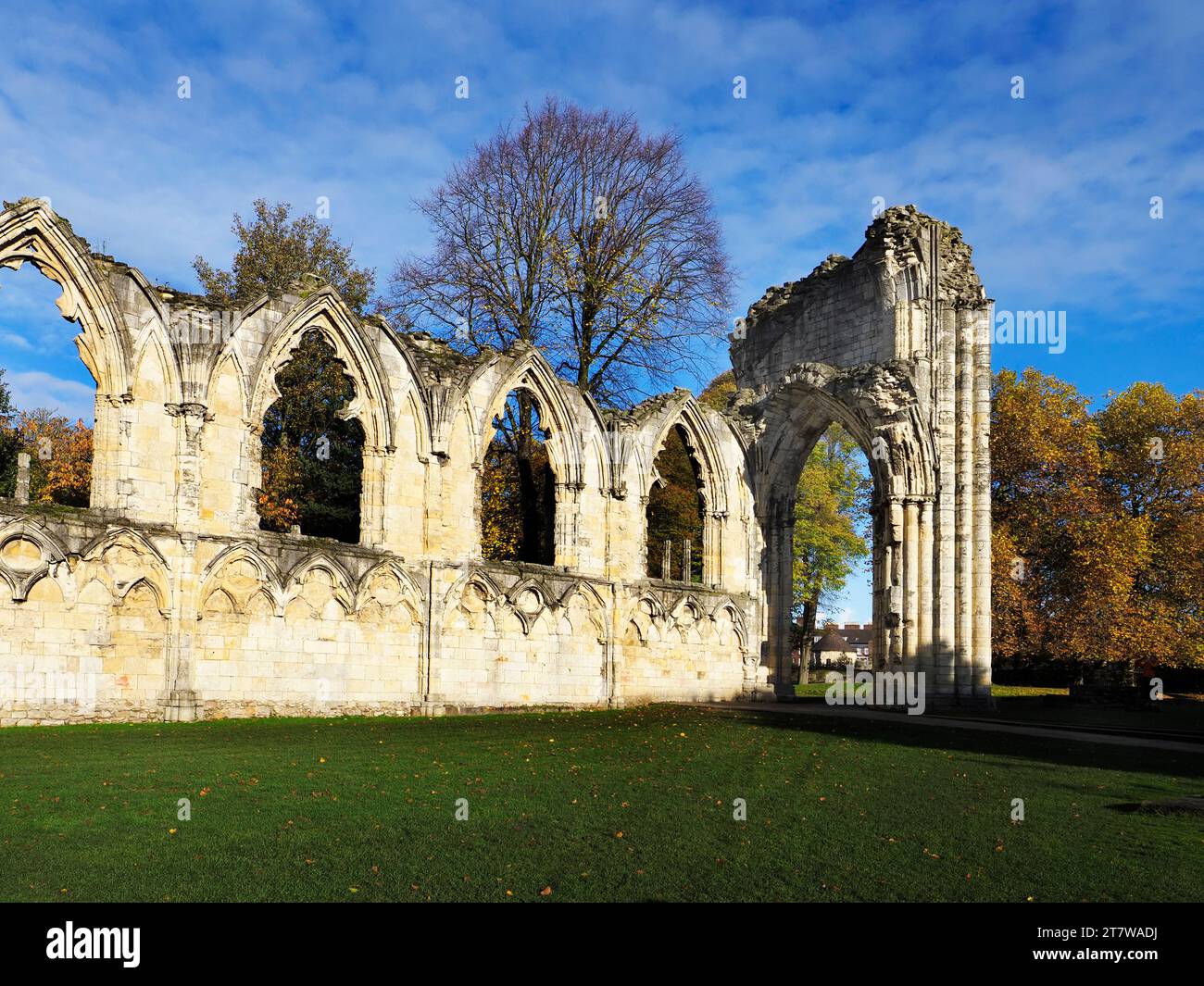 Ruins of St Marys Abbey in Museum Gardens City of York Yorkshire England Stock Photo