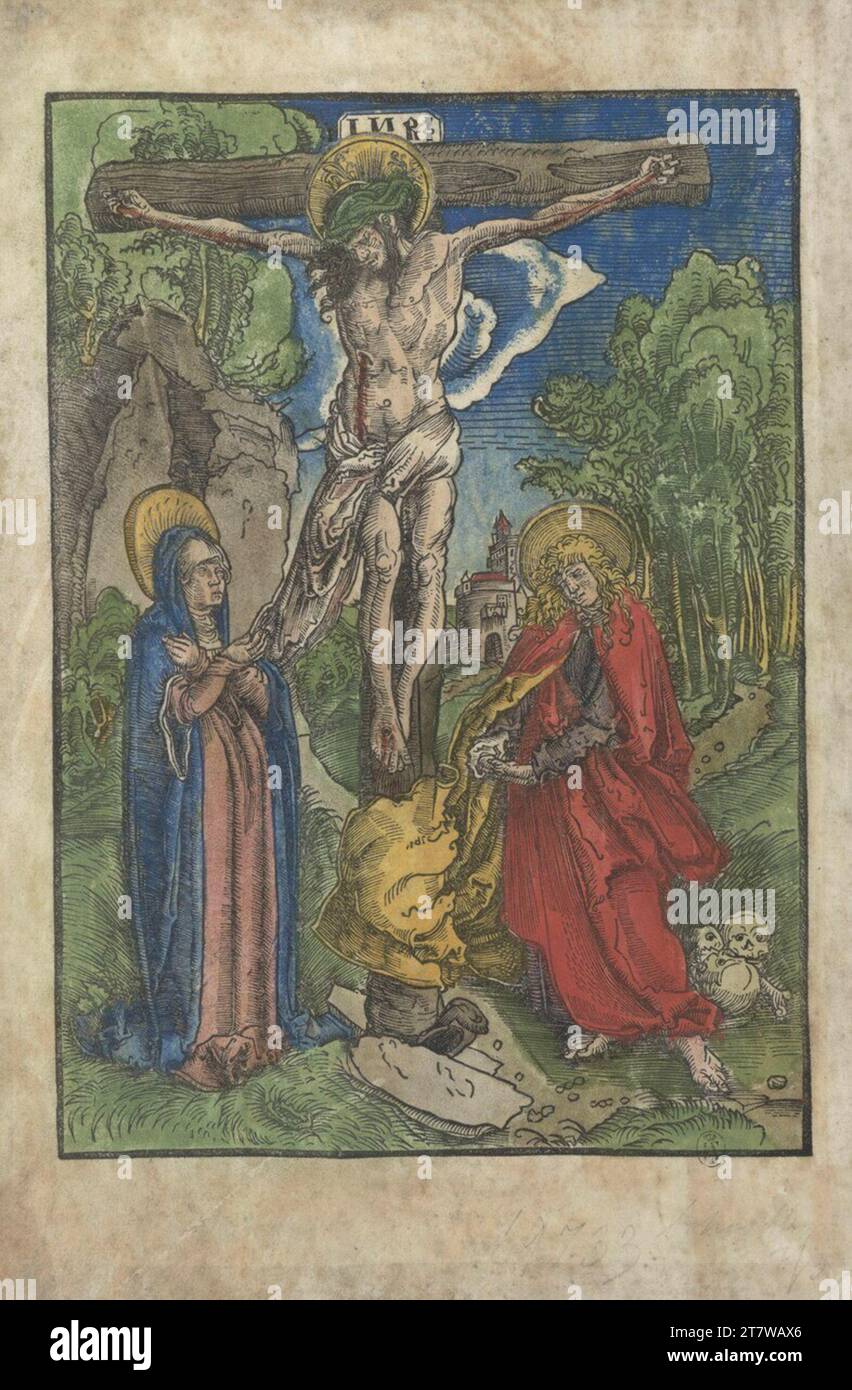 Lucas Cranach d. Ä. The crucifixion of Christ. Woodcut, colored Stock