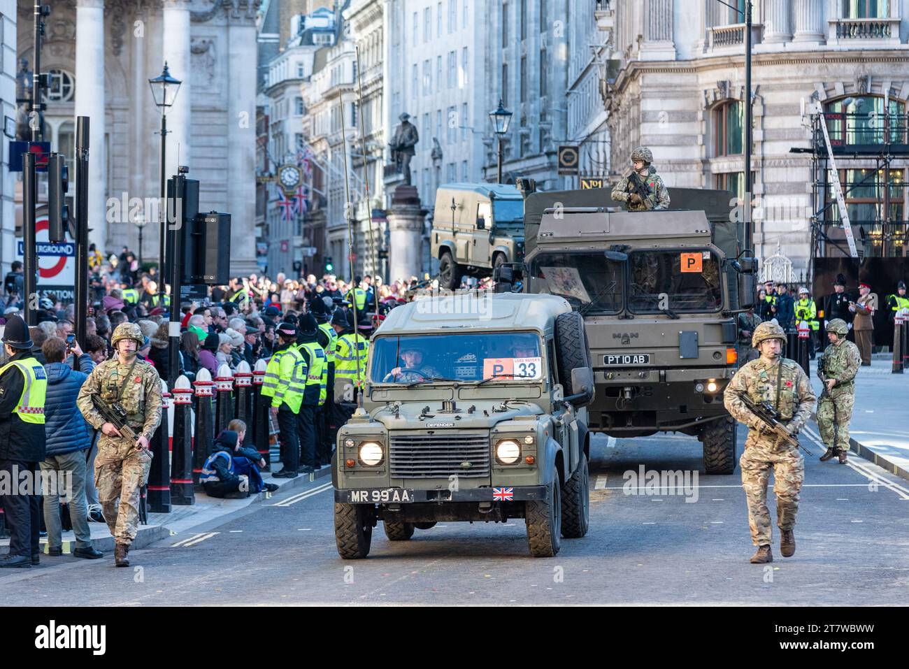 151 Regiment RLC at the Lord Mayor's Show procession 2023 in Poultry, in the City of London, UK. Reserve Transport Regiment Stock Photo