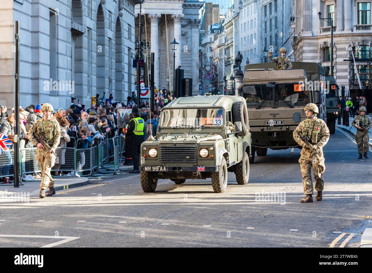 151 Regiment RLC at the Lord Mayor's Show procession 2023 in Poultry, in the City of London, UK. Reserve Transport Regiment Stock Photo
