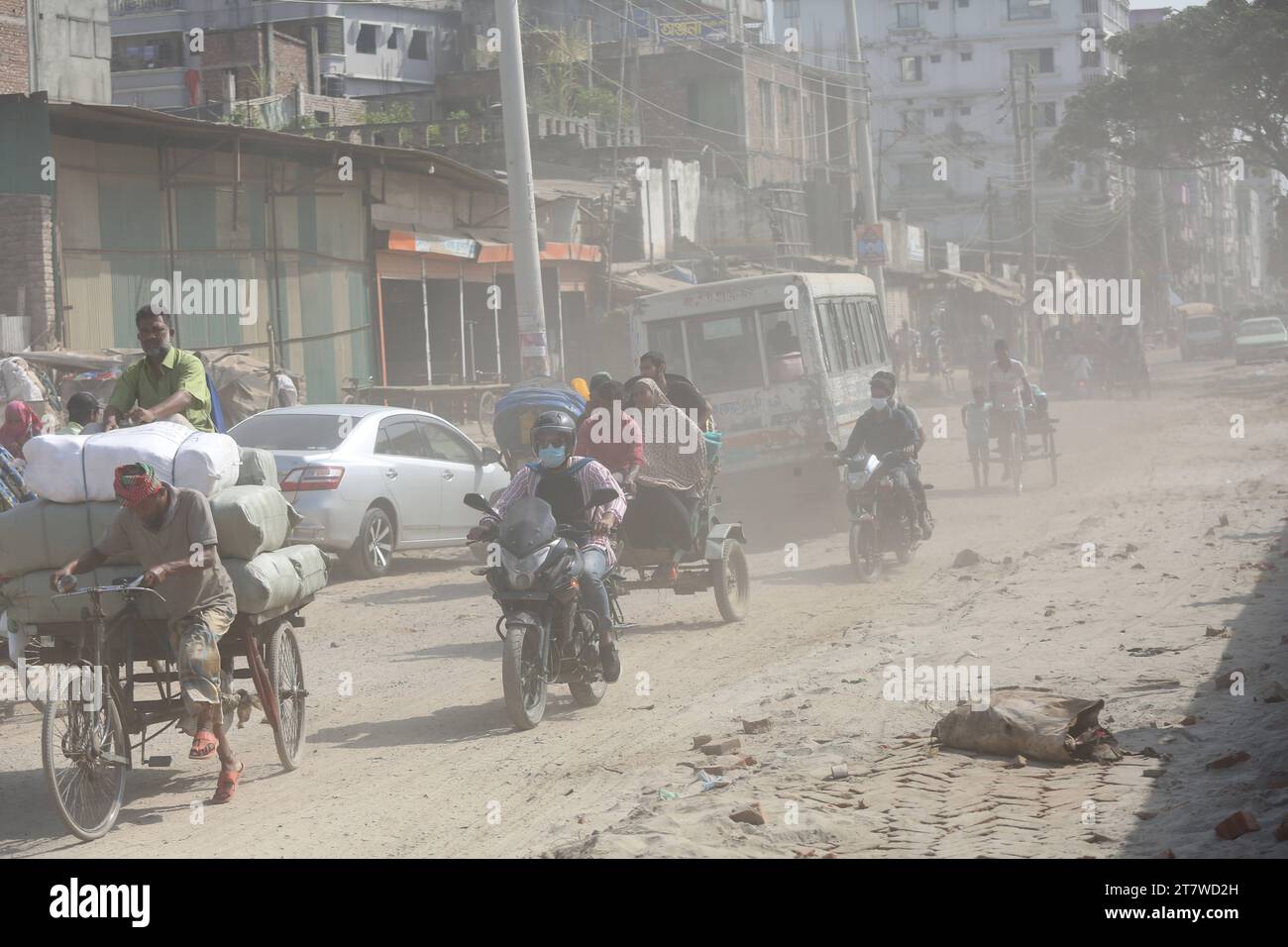 Feinstaubbelastung, Smog in Dhaka Bangladesch Severe dust pollution