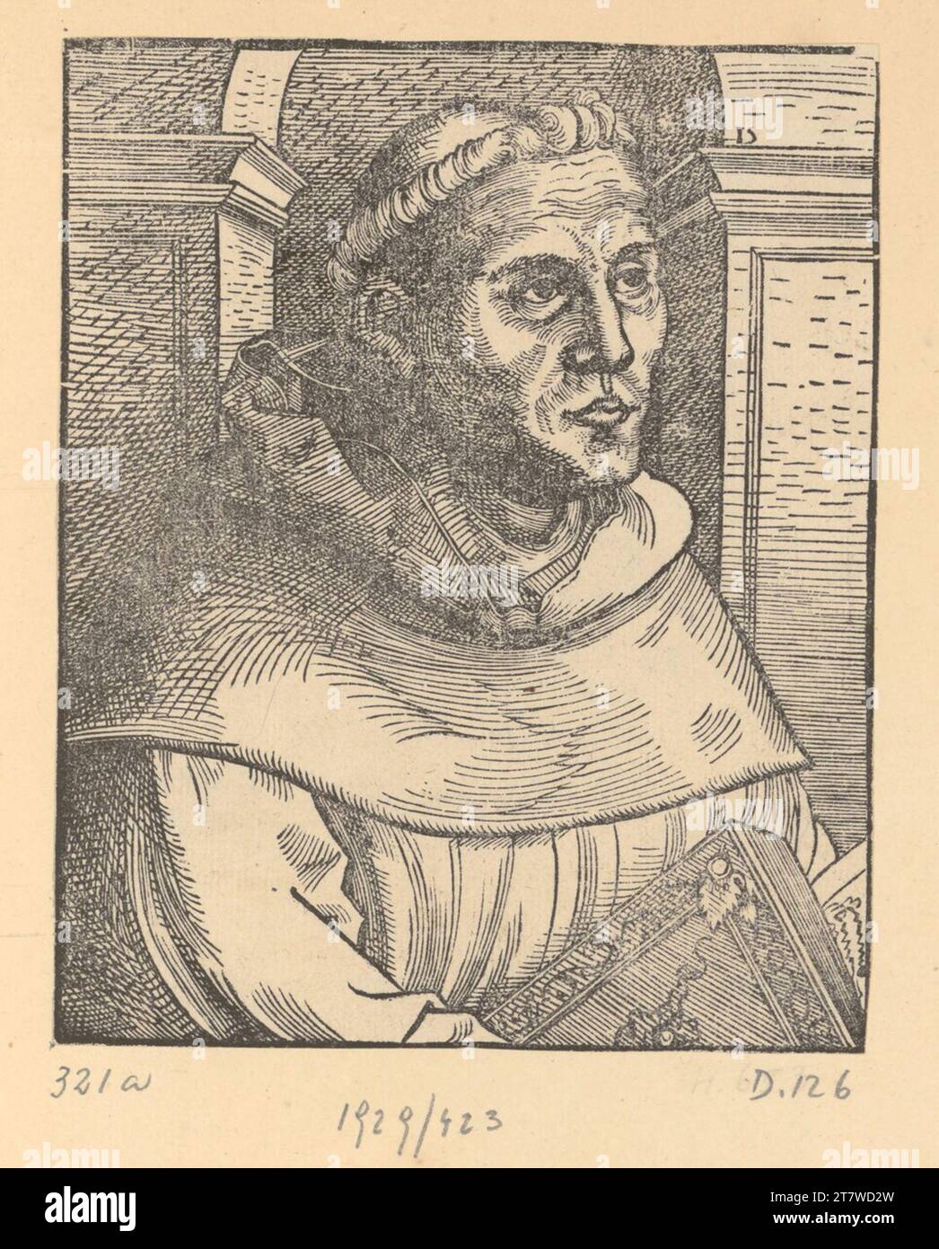 Lucas Cranach d. Ä. Luther as Augustinermönch. Woodcut around 1520 Stock Photo