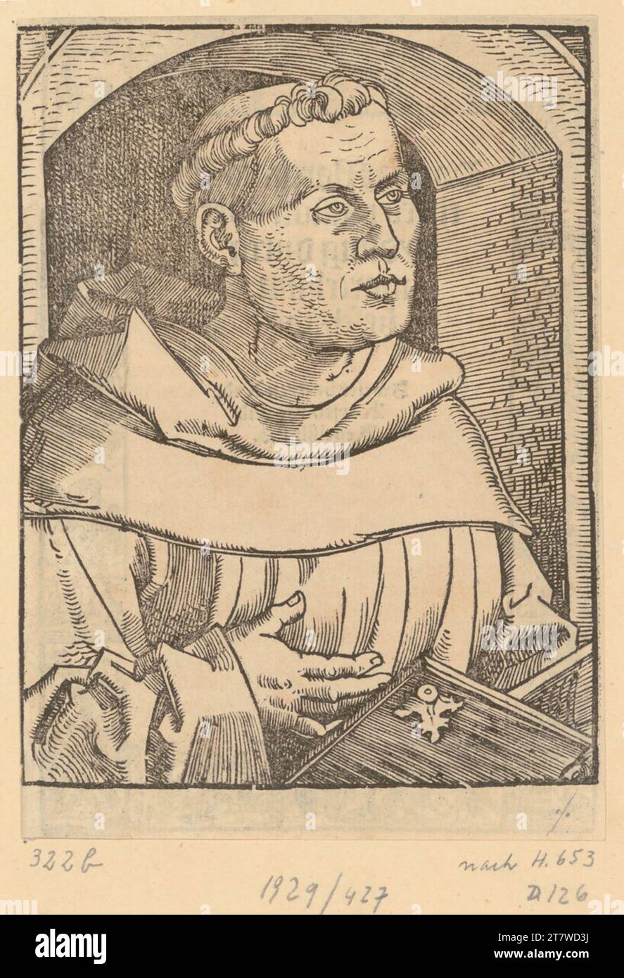 Hans Baldung gen. Grien Luther as Augustinermönch. Woodcut 1520 , 1520 Stock Photo