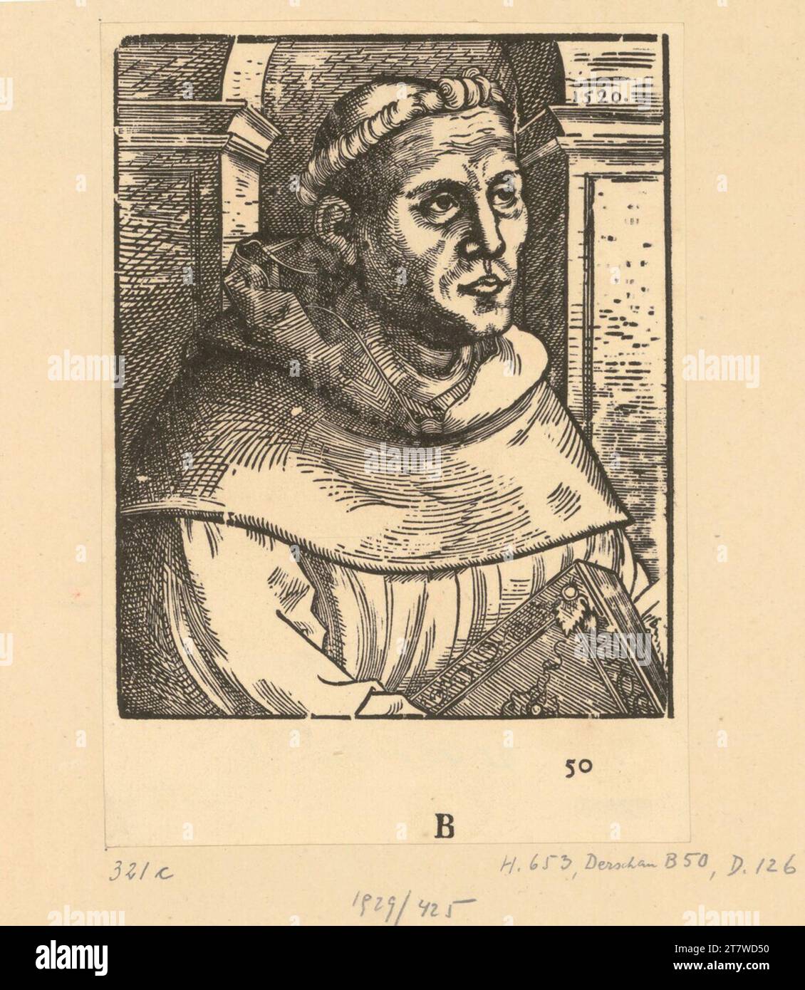 Lucas Cranach d. Ä. Luther as Augustinermönch. Woodcut Stock Photo