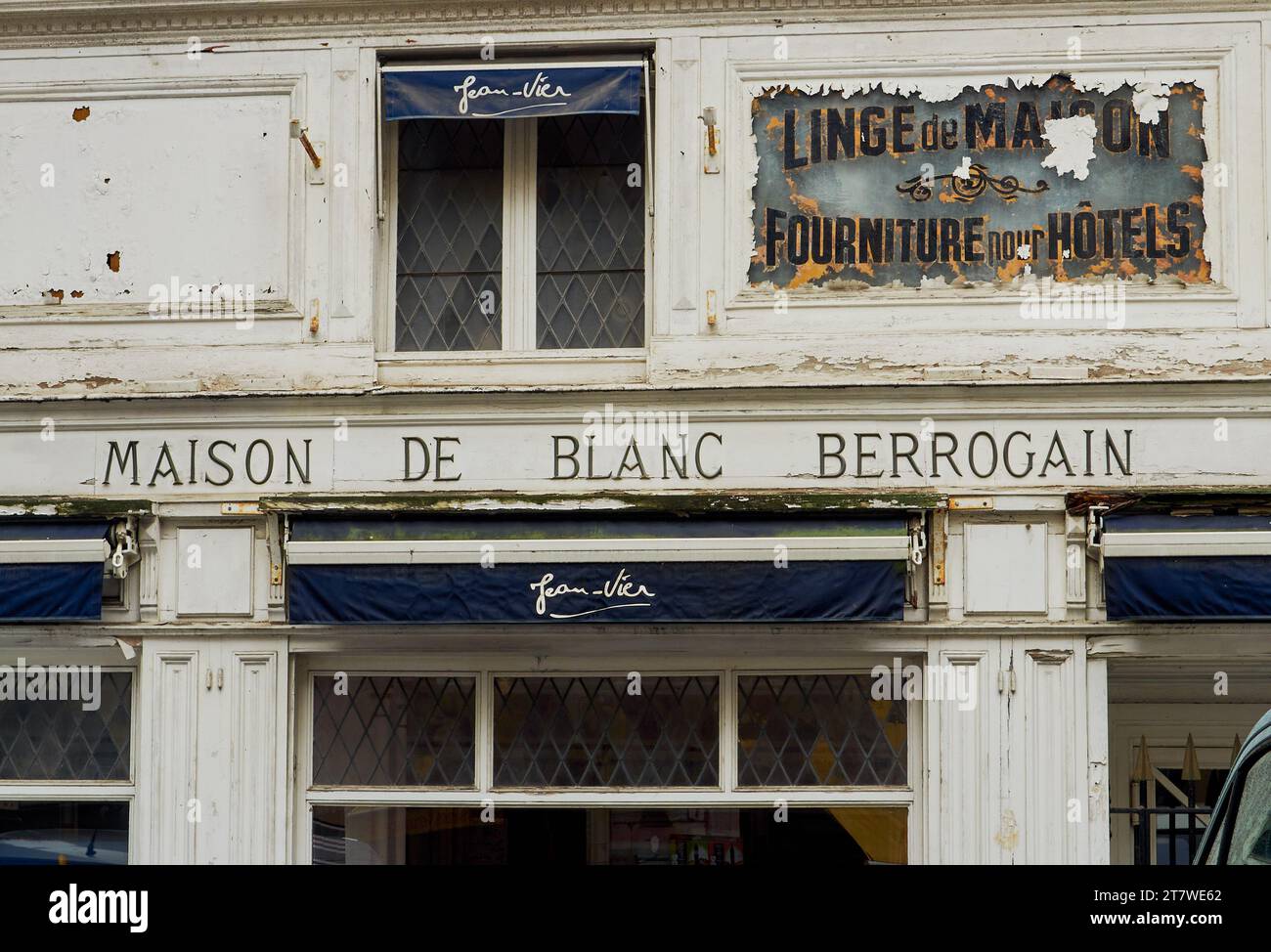 A glimpse of a closed, historic local shop in the charming town of Bayonne Stock Photo