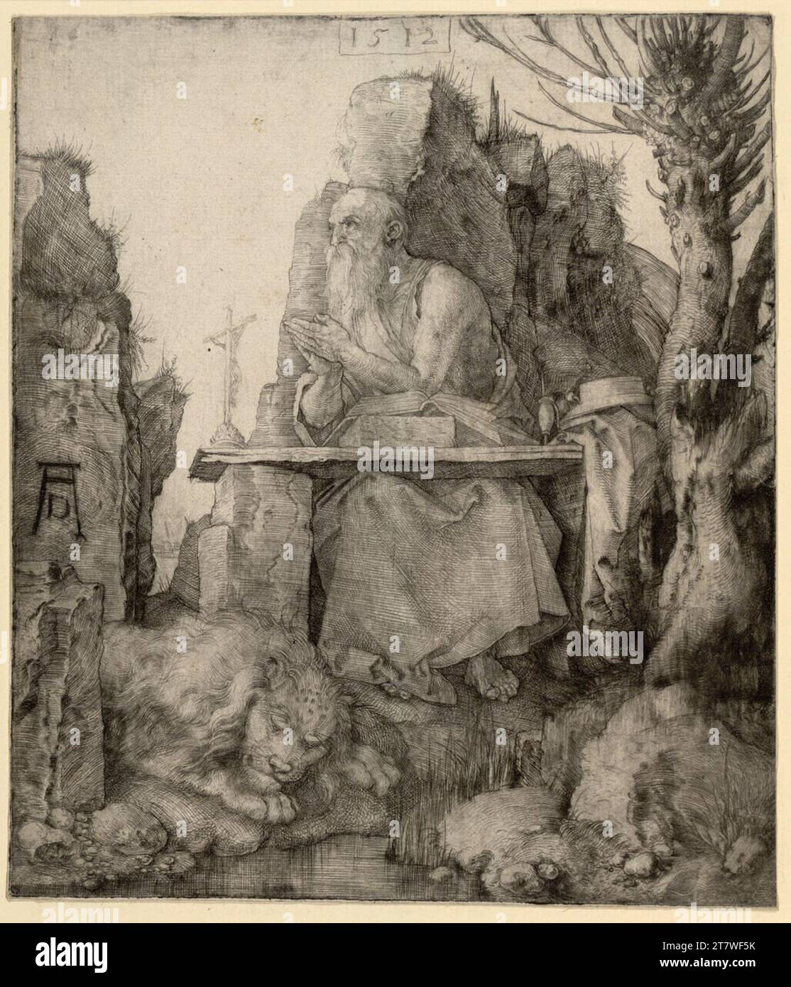 Albrecht Dürer The Holy Hieronymus next to the willow tree. Cold needle ...