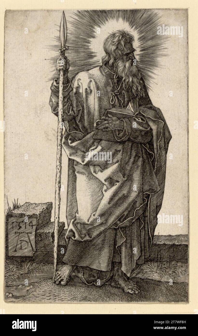 Albrecht Dürer The apostle Thomas. Copper engraving; Blatt is curtailed ...