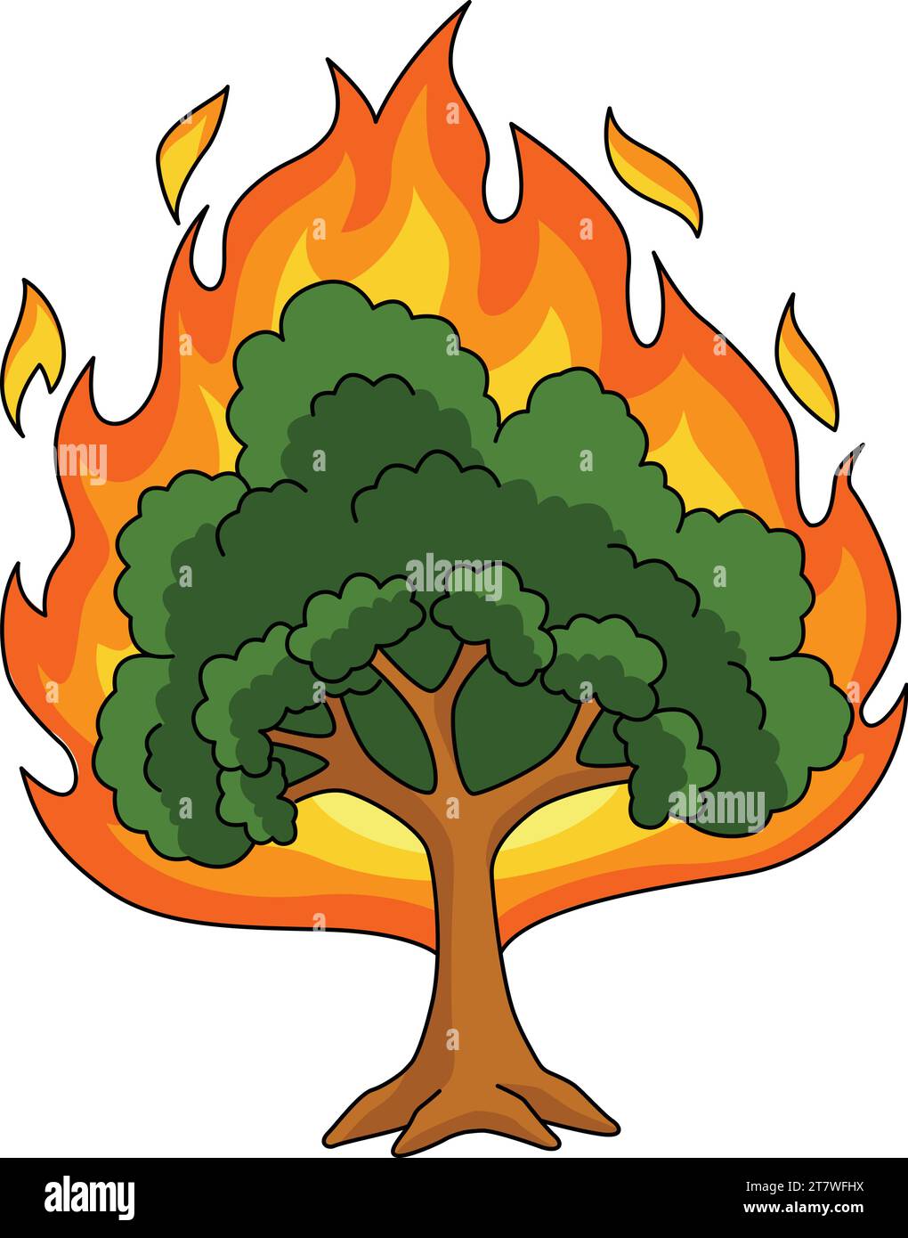 Burning Bush Cartoon Colored Clipart Illustration Stock Vector