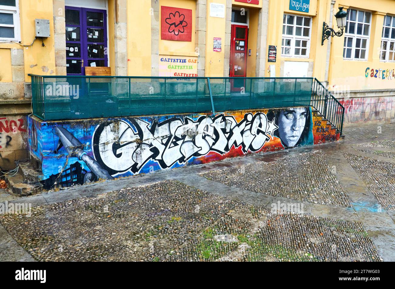 A vivid graffiti rendition of an iconic National Geographic magazine cover transforms urban spaces Stock Photo