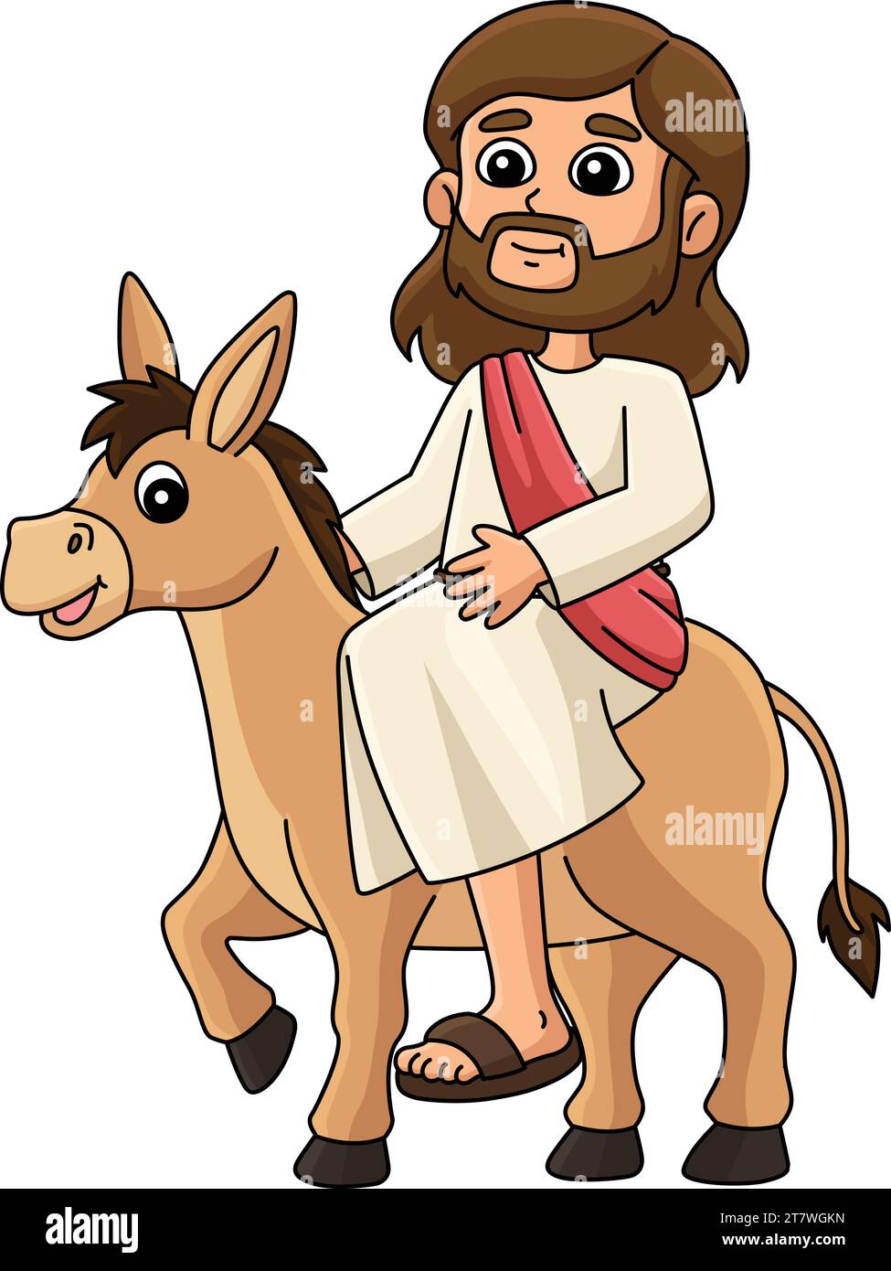 Jesus Riding a Donkey Cartoon Colored Clipart  Stock Vector