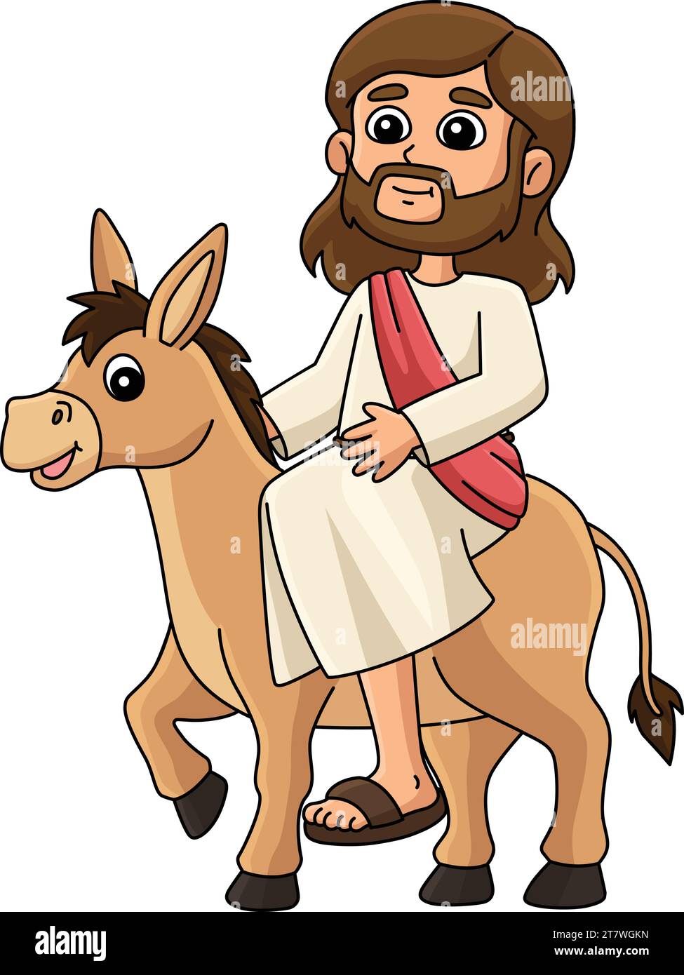 Jesus Riding a Donkey Cartoon Colored Clipart Stock Vector Image & Art ...
