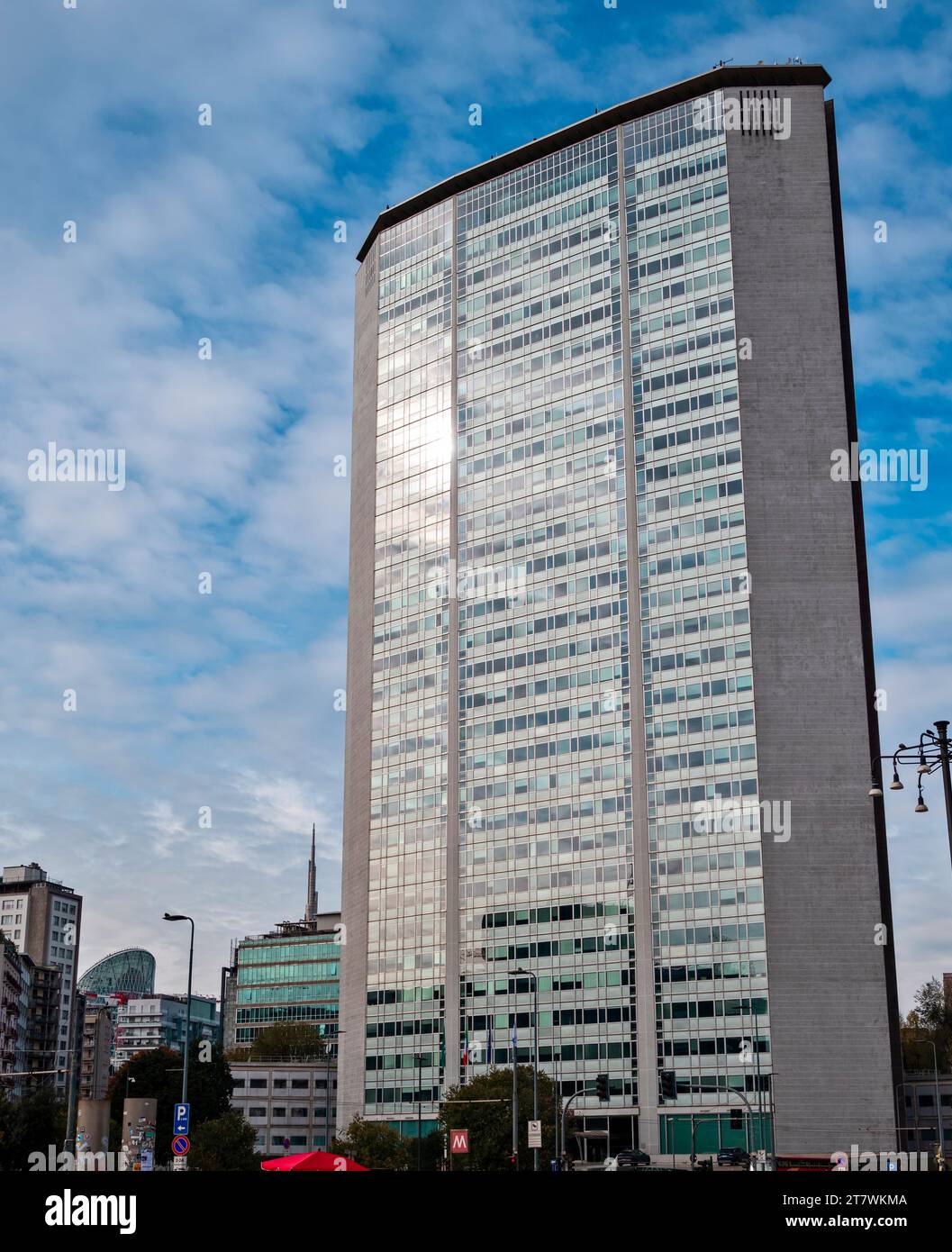 Pirelli skyscraper, view of the Lombardy region building seen from Milan's central station square. Italy Stock Photo
