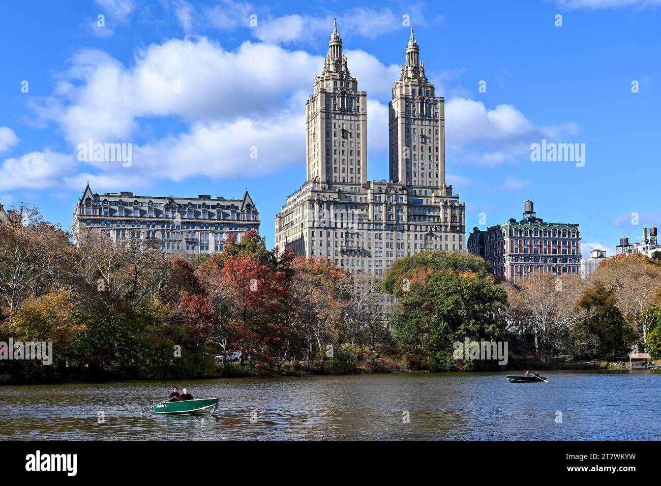 The San Remo Apartment Building As Seen From Central Park As Trees Turn the-san-remo-apartment-building-as-seen-from-central-park-as-trees-turn