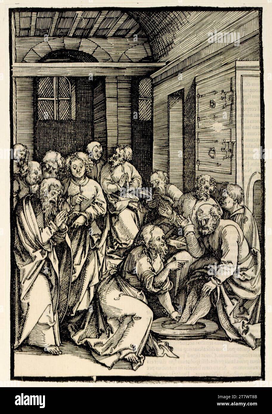 Hans Schäufelin Christ washes Peter's feet. Woodcut, verso type pressure 1507 , 1507 Stock Photo