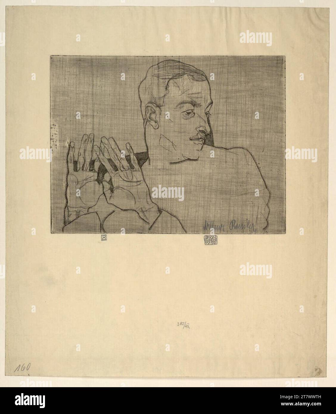 Egon Schiele Portrait Arthur Roessler. Cold pin on Japan paper 1914 ...