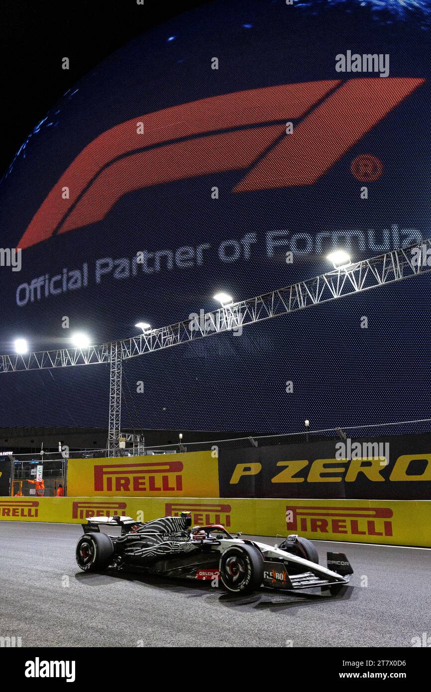 Las Vegas, USA. 17th Nov, 2023. An AlphaTauri race car passes the ...
