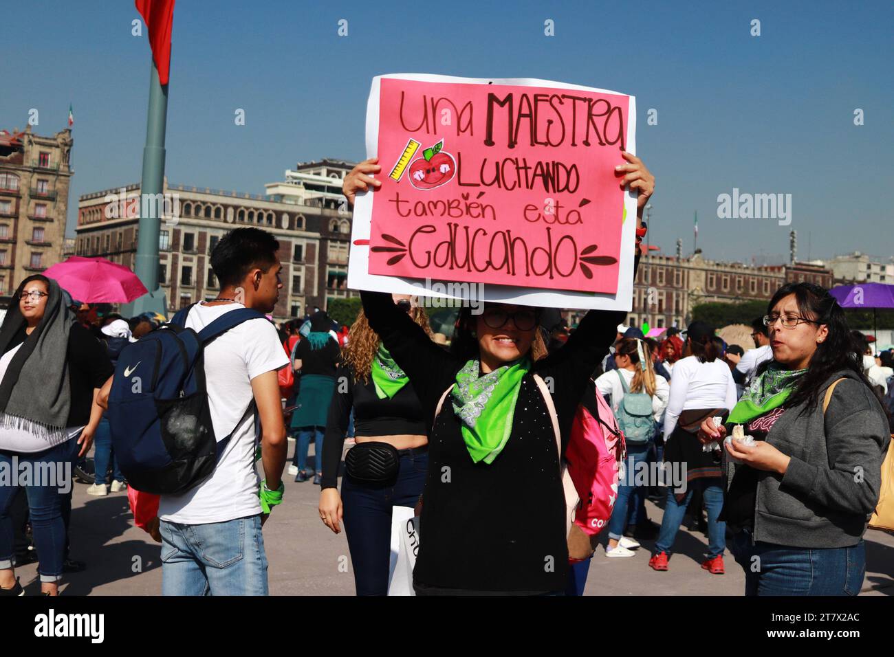 November 15, 2023 in Mexico City, Mexico: Teachers take part during a ...